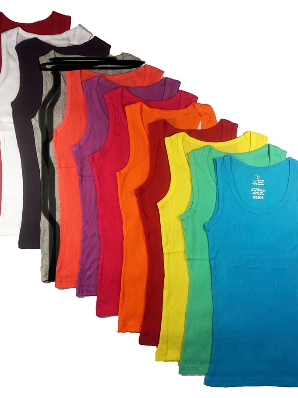 Studio 3 9 Pieces Pack Women's Ribbed 100% Cotton Slim Tank Tops-Assorted Color